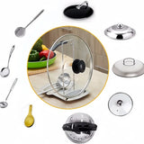 Support en inox pour couvercle et ustensiles – Plan de travail propre