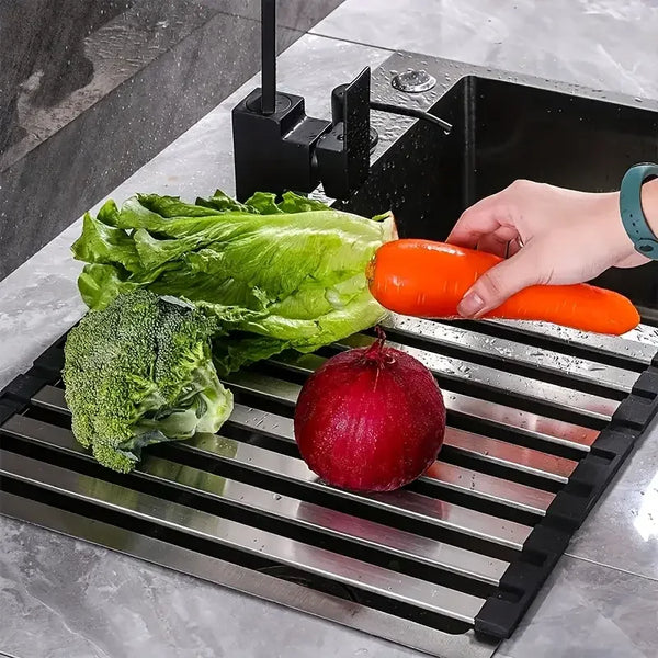 Égouttoir pliable en inox – Gain de place au-dessus de l’évier
