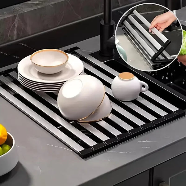 Égouttoir pliable en inox – Gain de place au-dessus de l’évier